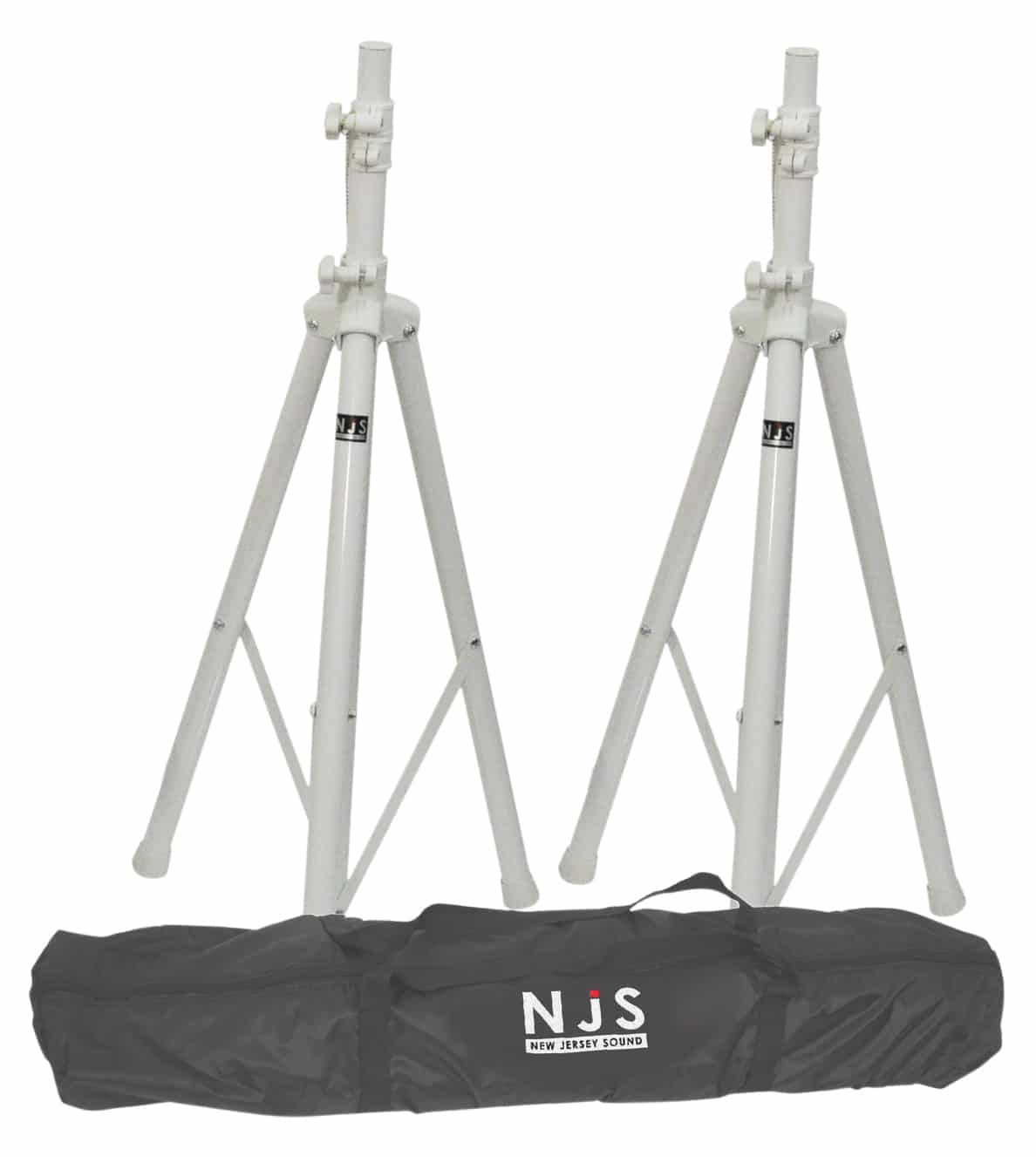 NJS 2 x White Speaker Stand and Carry Bag Kit